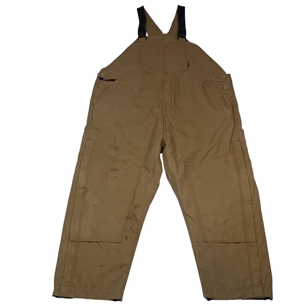 Ariat FR Workwear Bib Overalls Mens XXL-32 Tan Flame Resistant CAT 4 Westex Bibs